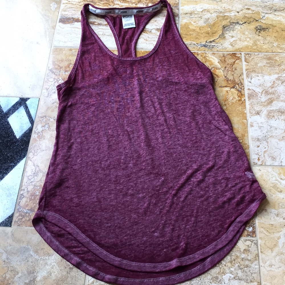 Pink Victorias Secret acidwash racerback/round hem